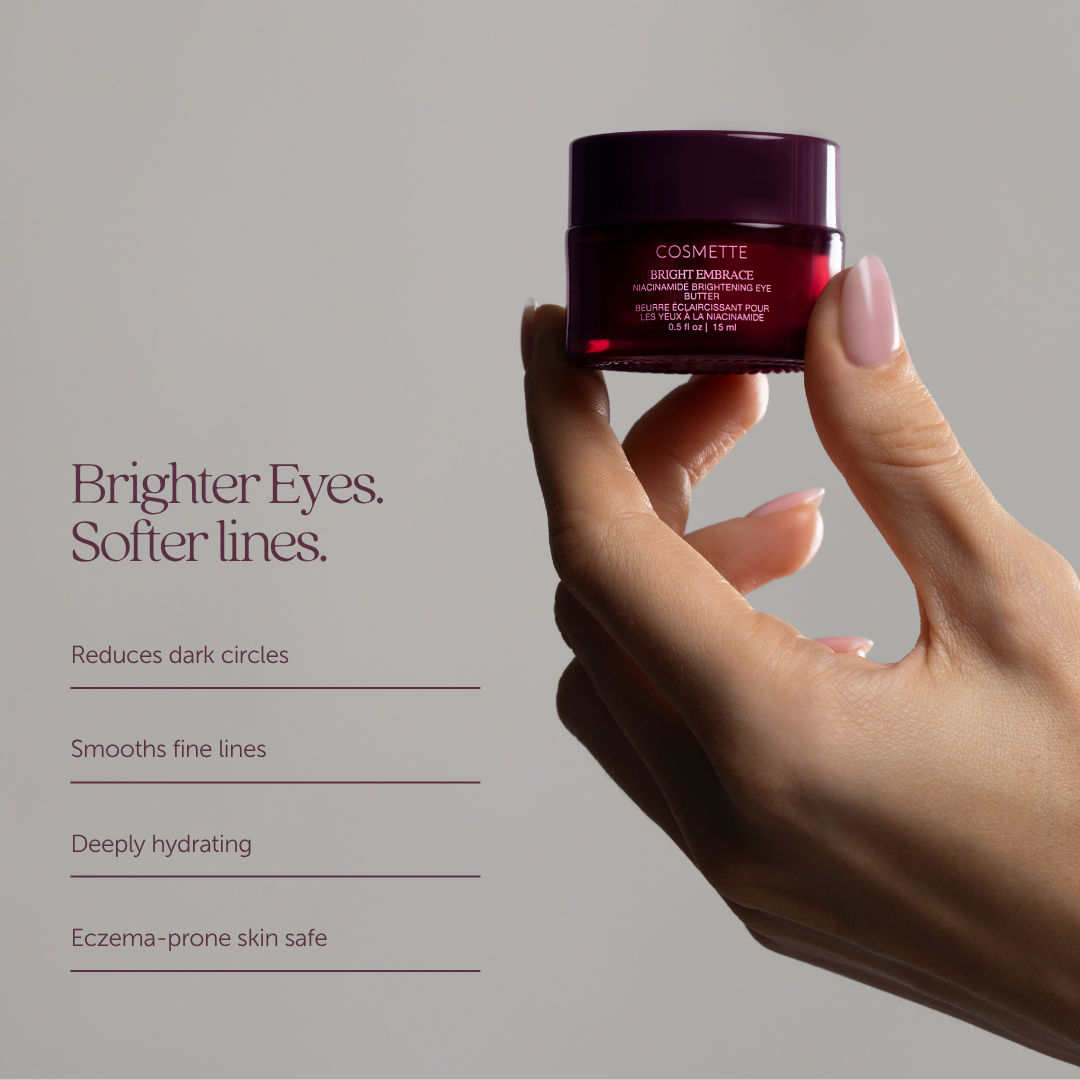 Bright Embrace Brightening Eye Butter benefits: brightens dark circles, firms and lifts, hydrates deeply, reduces puffiness