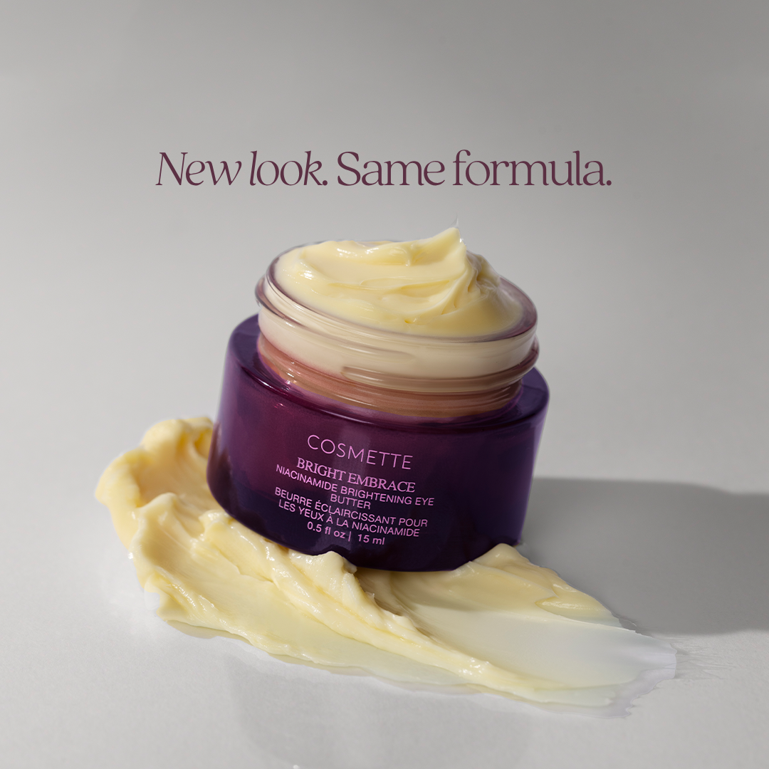 Bright Embrace Brightening Eye Butter angled close up of eye cream product